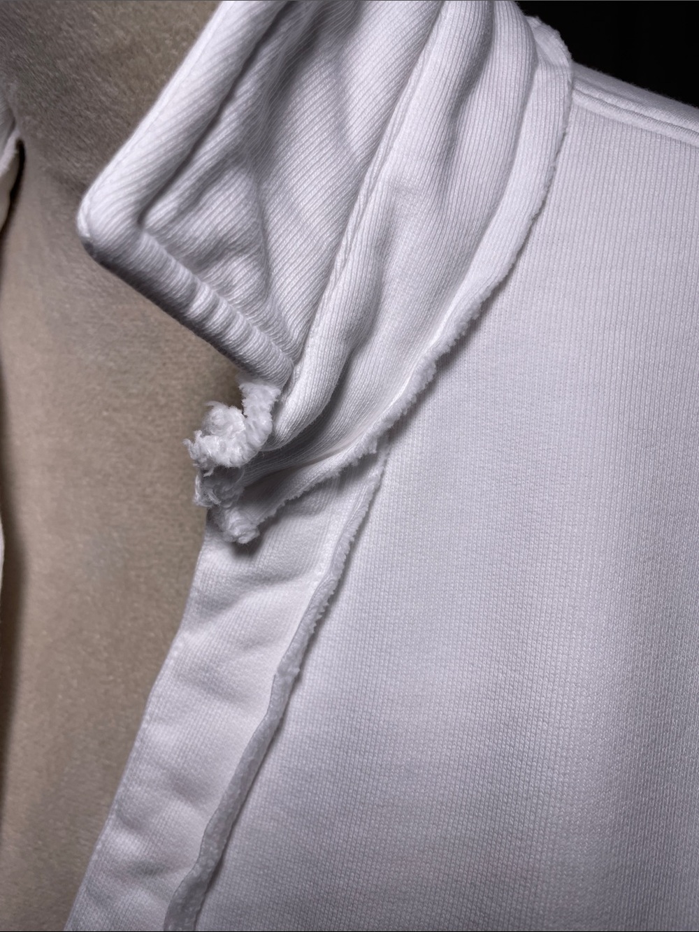 Quince Organic Cotton White Pullover Sweatshirt Relaxed Collared V-Neck Sz M - Picture 3 of 9